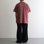 BORDER SHORT SLEEVE TOP #N.REDxSAX [PMAT-CS02]