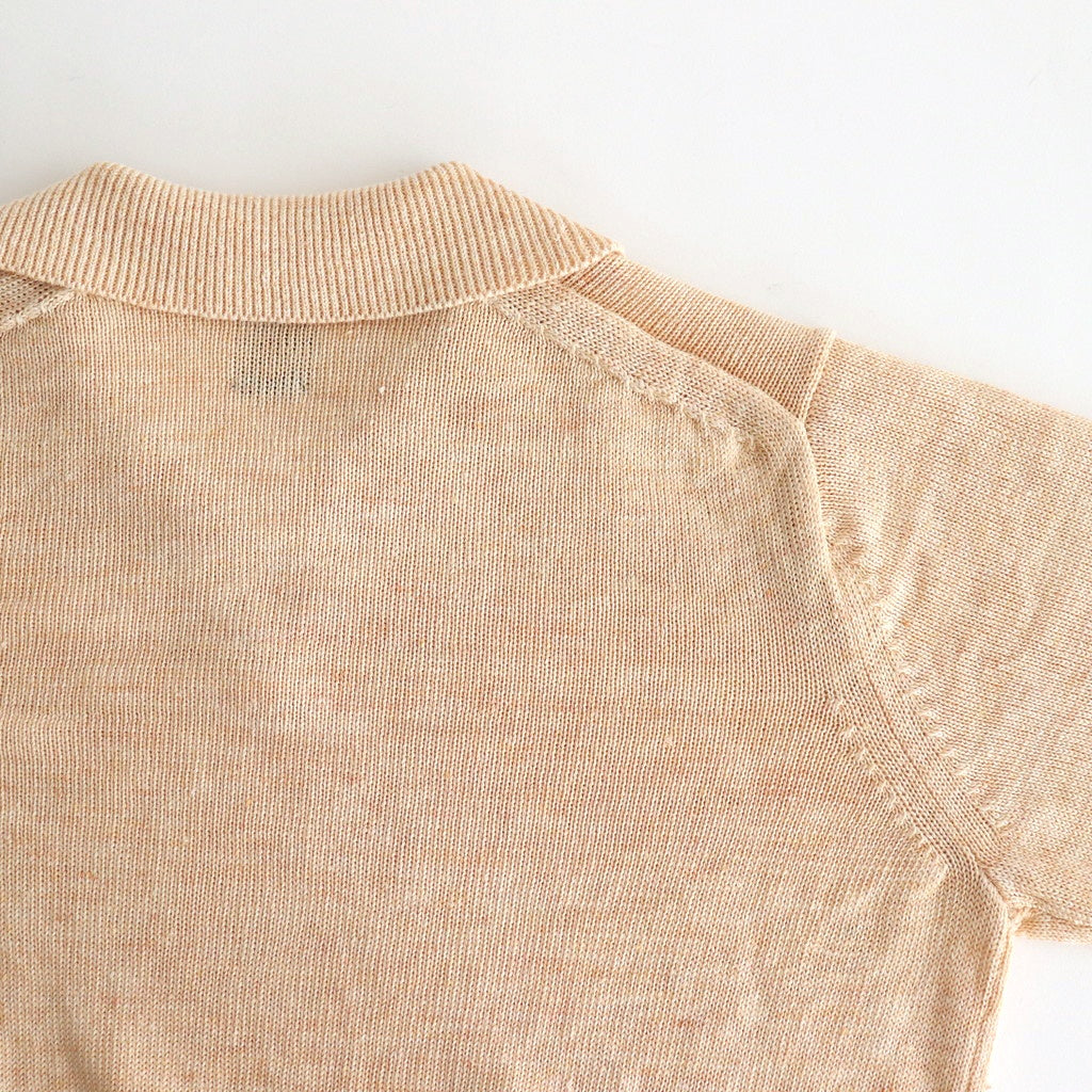 WASHED HIGH COUNT LINEN POLO SKIPPER #CREAM [BN-25SL-022]