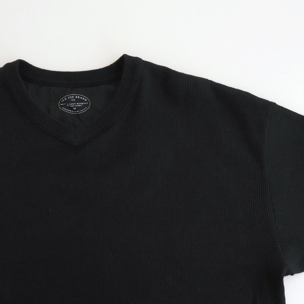 V-NECK SILK NEP RIBED TOPS #ONYX BLACK [242OJ-CT09]