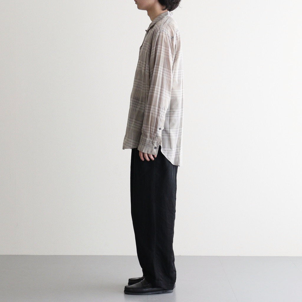 OPEN COLLAR L/S SHIRT #SAGE CHECK [M26A18SH01C]