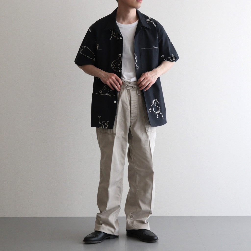 PATINA HERRINGBONE GATHERING TROUSER #BONE [251OJ-PT07]