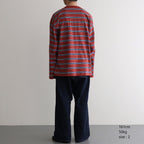 BORDER LONG SLEEVE TOP #N.REDxSAX [PMAT-CL02]