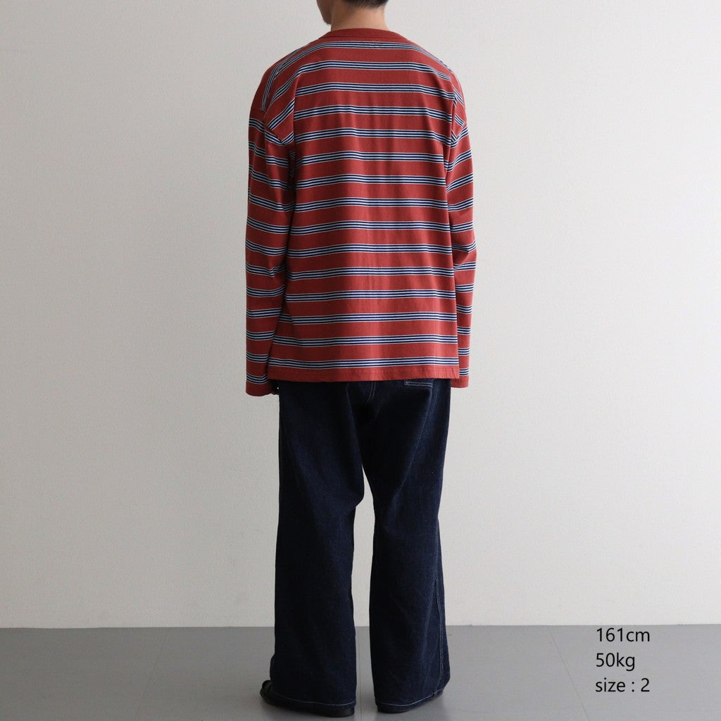 BORDER LONG SLEEVE TOP #N.REDxSAX [PMAT-CL02]