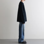 SOLID WOOL RIB CREW NECK #DARK GREEN×NAVY [BN-25FM-042]