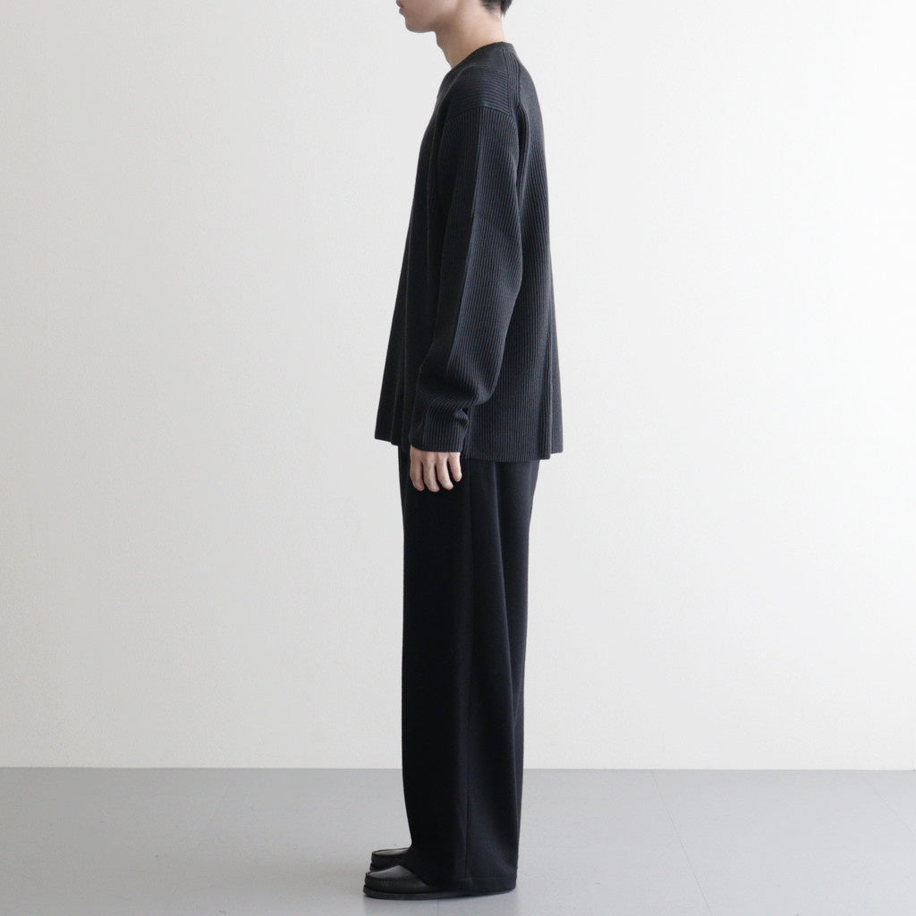 SOLID WOOL RIB CREW NECK #CHARCOAL BLUE [BN-25FM-042]