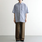 Hard Twist Chambray Work Shirt S/S #SaxeBlue [bROOTS26S4]