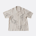 ORIGINAL PRINTED OPEN COLLAR SHIRTS (ANIMAL DRAWING) Short-sleeve #IVORY [261OJ-SH22]