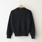 WASHED HIGH COUNT LINEN CREW NECK #BLACK [BN-26SL-013]
