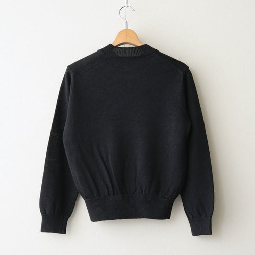 WASHED HIGH COUNT LINEN CREW NECK #BLACK [BN-26SL-013]