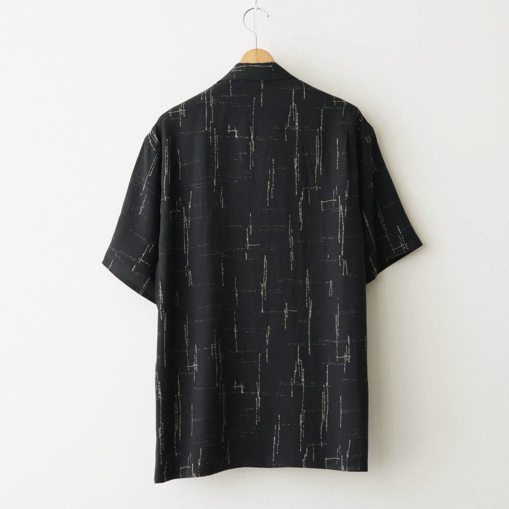 ORIGINAL PRINTED OPEN COLLAR SHIRTS (KASURI) Short-sleeve #BLACK [261OJ-SH20]