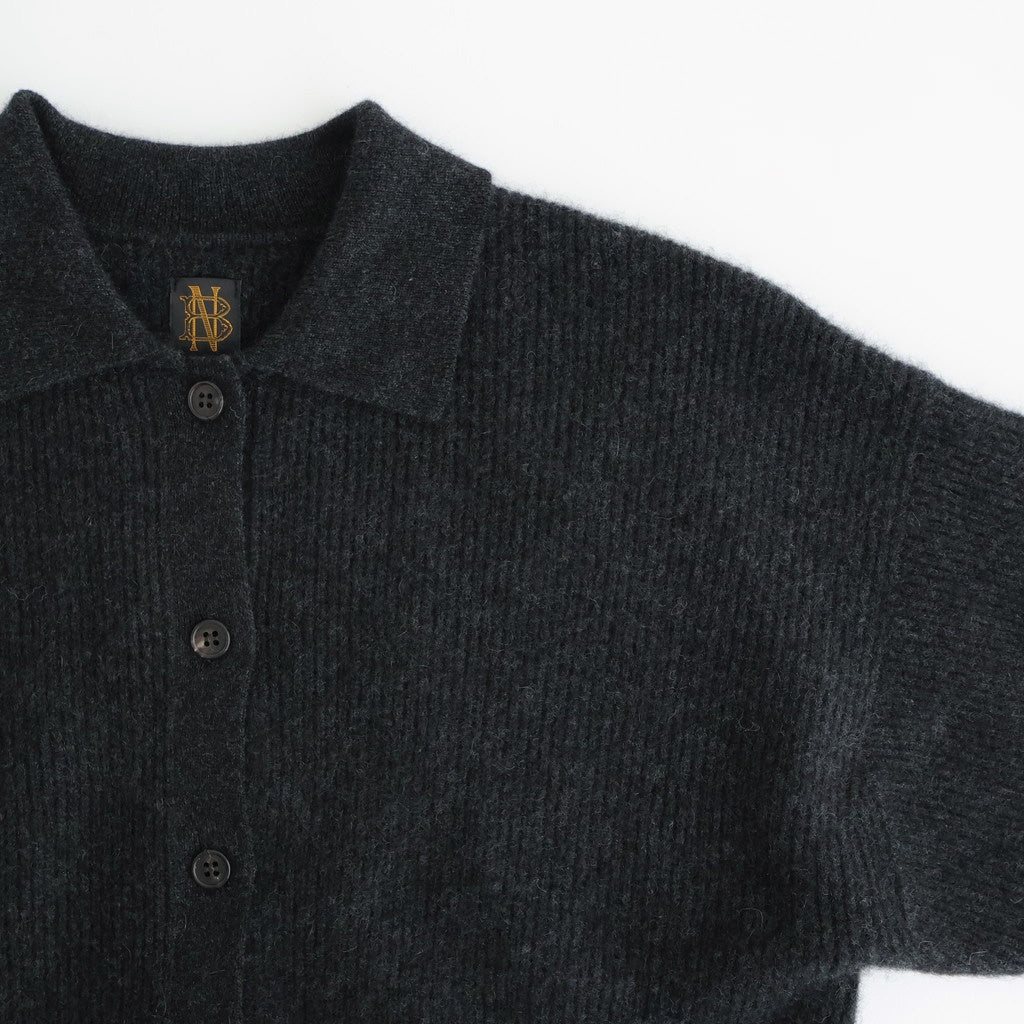 CASHMERE FOX POLO CARDIGAN #CHARCOAL [BN-25FL-044]