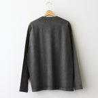 OPEN END COTTON PIGMENT DYE HENRY NECK P/O #020 CHARCOAL [17052 66024]
