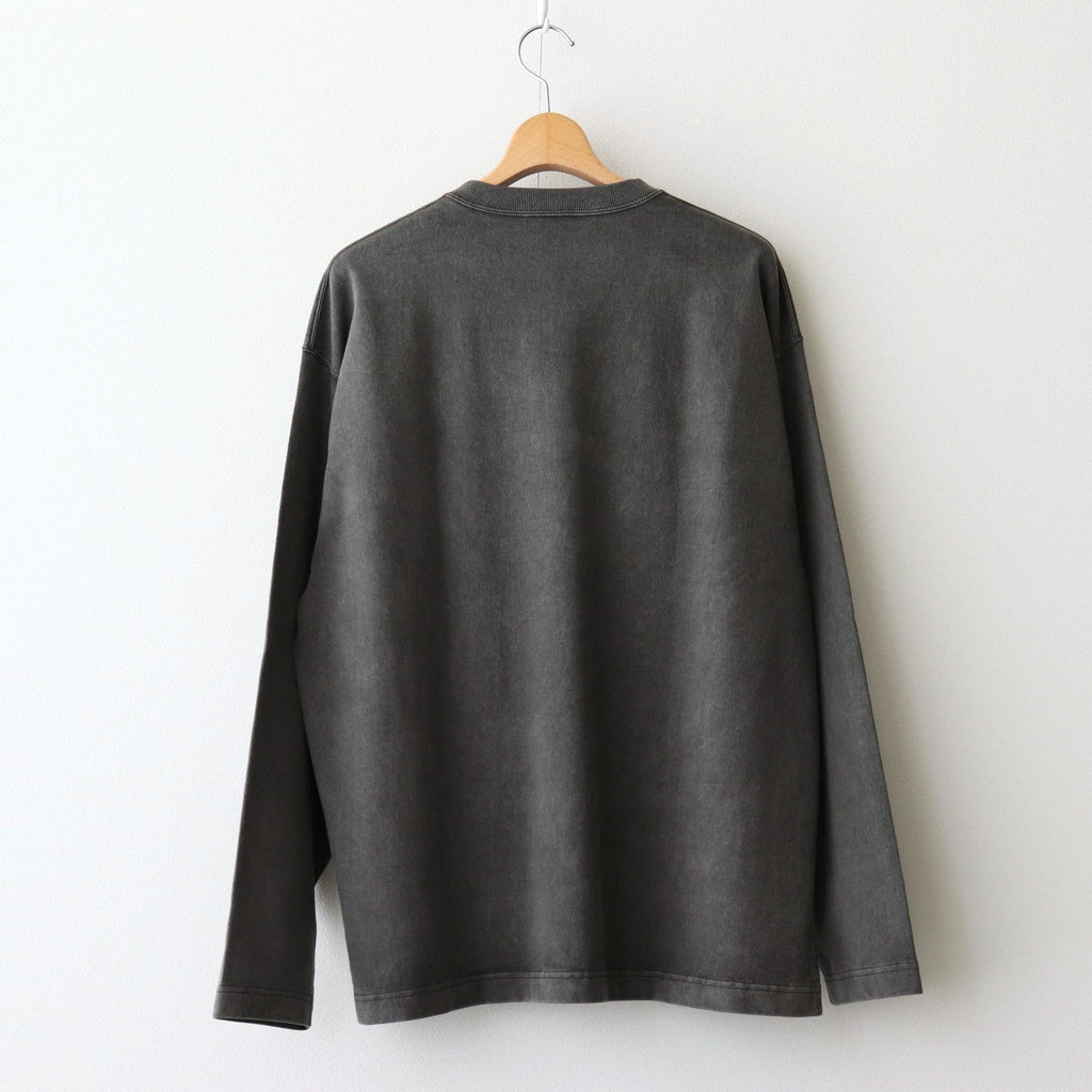 OPEN END COTTON PIGMENT DYE HENRY NECK P/O #020 CHARCOAL [17052 66024]