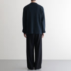 SOLID WOOL RIB POLO ZIP UP CARDIGAN #DARK GREEN×NAVY [BN-25FM-044]
