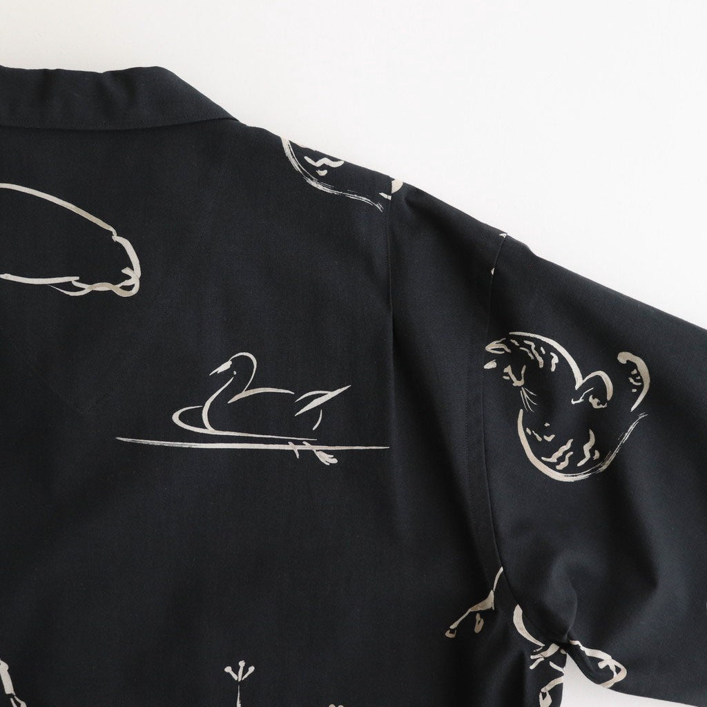 ORIGINAL PRINTED OPEN COLLAR SHIRTS (Animal Drawing) Short-sleeve #ONYX [251OJ-SH22]
