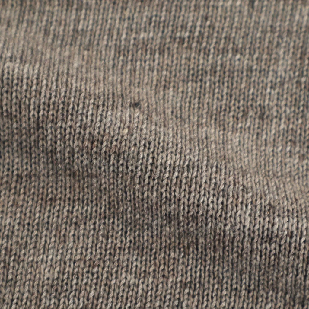 WASHED HIGH COUNT LINEN CREW NECK #BROWN [BN-26SL-013]