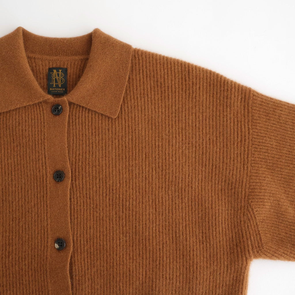 CASHMERE FOX POLO CARDIGAN #CAMEL [BN-25FL-044]