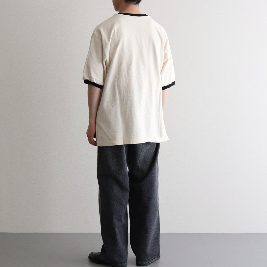 Co/Silk Nep Ringer Tee #Ivory-BODY×Black [BHS25S039]