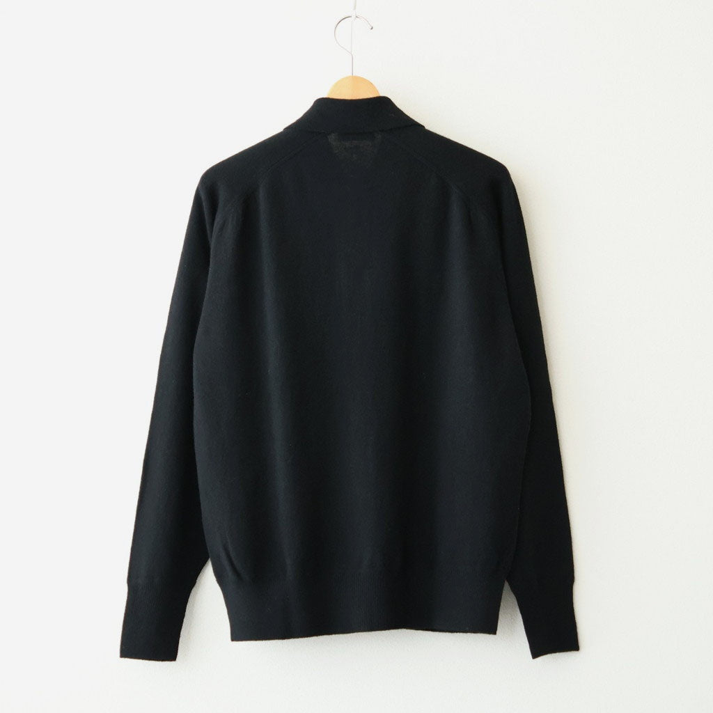 Lightweight All-yak POLO Cardigan #BLACK [NEP-AW2603]