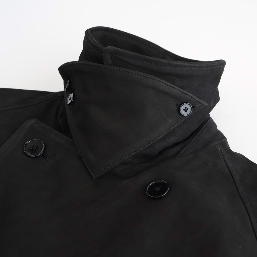 DOUBLE BREASTED HALF COAT #BLACK [SH-60-C-NUBCK-3]