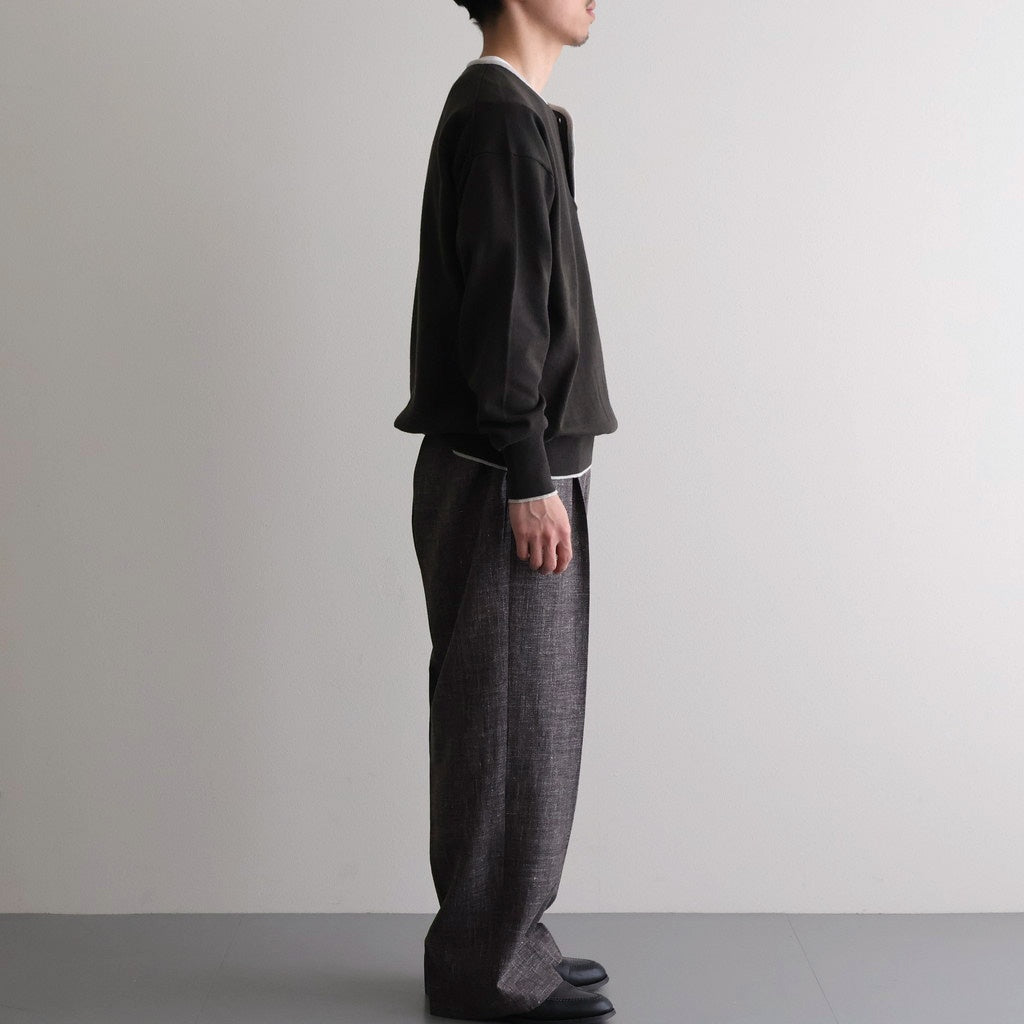 WOOL LINEN 1TUCK SLACKS #MIX BLACK [26S-BIS-PT03M]