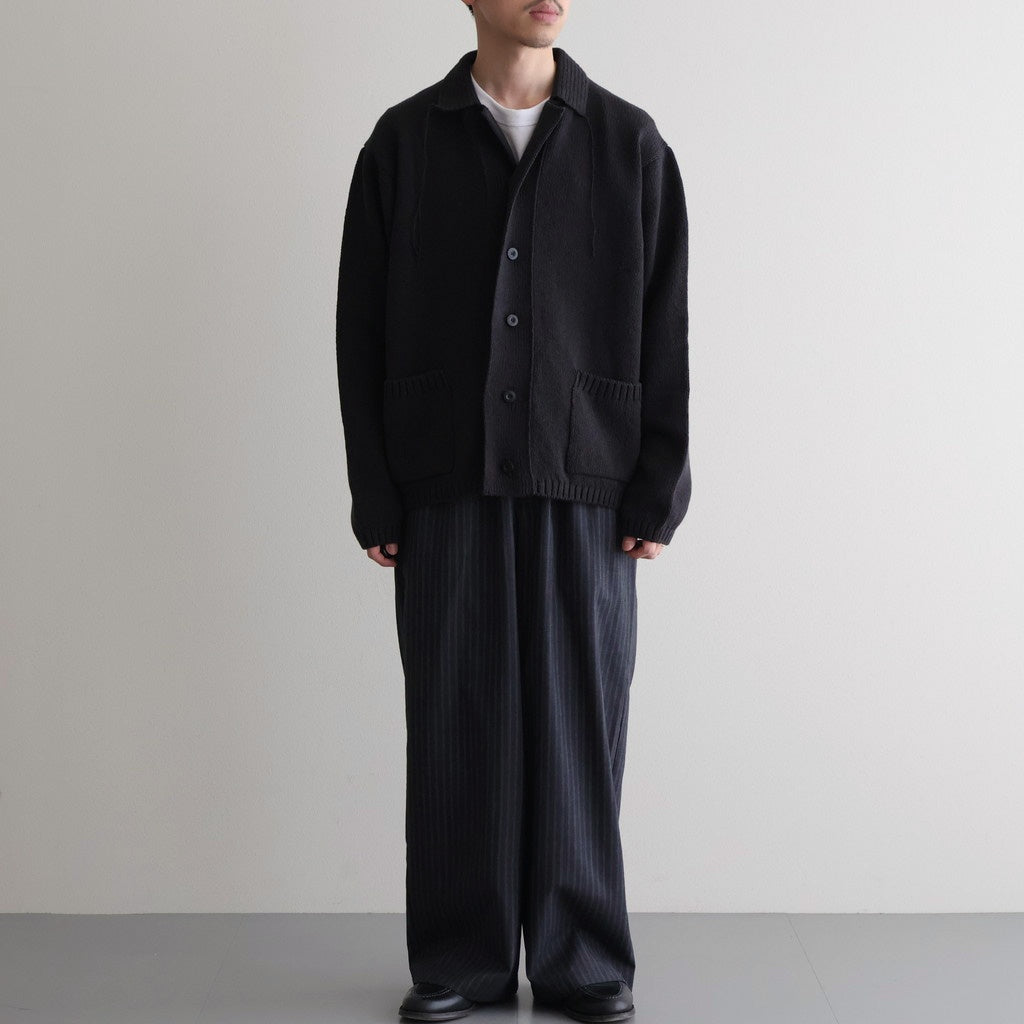 Cotton Fancy Yarn Crochet Collar Knit Jacket #Charcoal [NEP-SS2628]