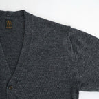 WASHED HIGH COUNT LINEN V NECK CARDIGAN #CHARCOAL [BN-26SM-021]