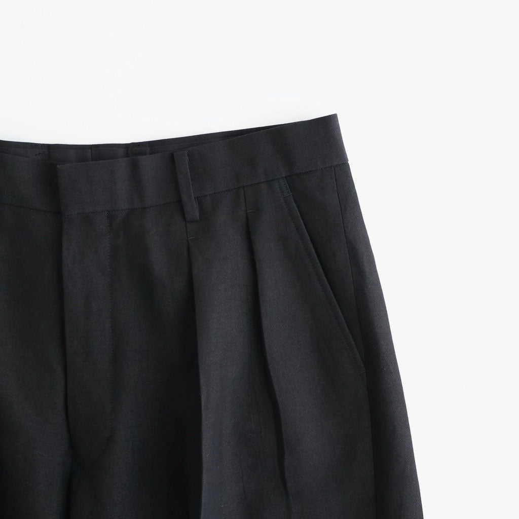 Ramie Tencel 2tuck Wide Tapered Trousers #Black [NEP-SS2604]