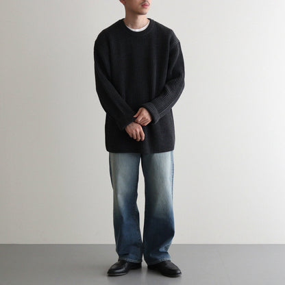 SOLID WOOL RIB CREW NECK #CHARCOAL [BN-24FM-042]