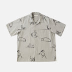 ORIGINAL PRINTED OPEN COLLAR SHIRTS (Animal Drawing) Short-sleeve #CELADONN [251OJ-SH22]