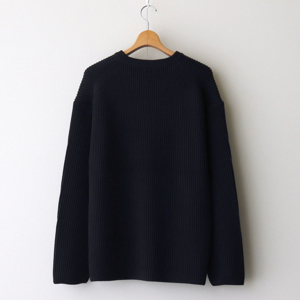 SOLID WOOL RIB CREW NECK #NAVY [BN-24FM-042]