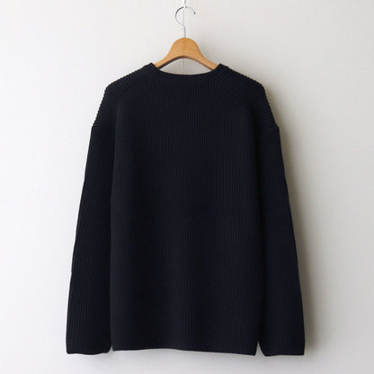 SOLID WOOL RIB CREW NECK #NAVY [BN-24FM-042]