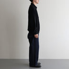 QUATER ZIP SILK NEP RIBED SHIRTS #ONYX BLACK [242OJ-CT05]