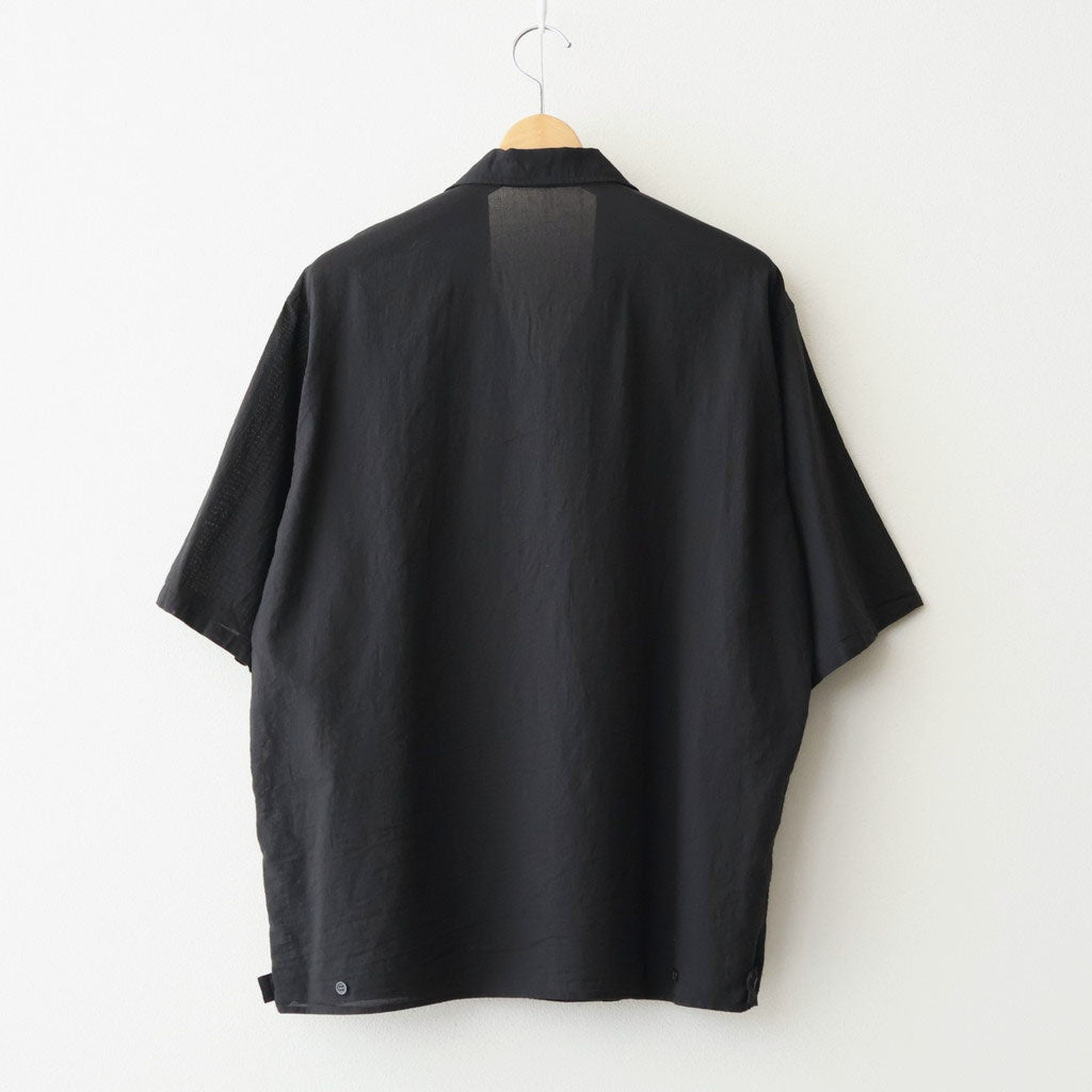 OPEN COLLAR S/S SHIRT #BLACK [M26A16SH01B]