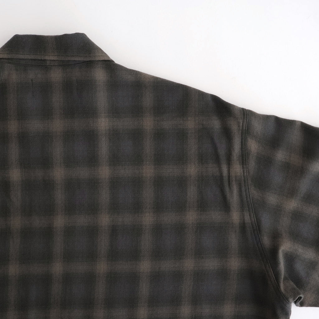 DOUBLE POCKET OPEN COLLAR L/S SHIRT #GRAY CHECK [M25C22SH02C]