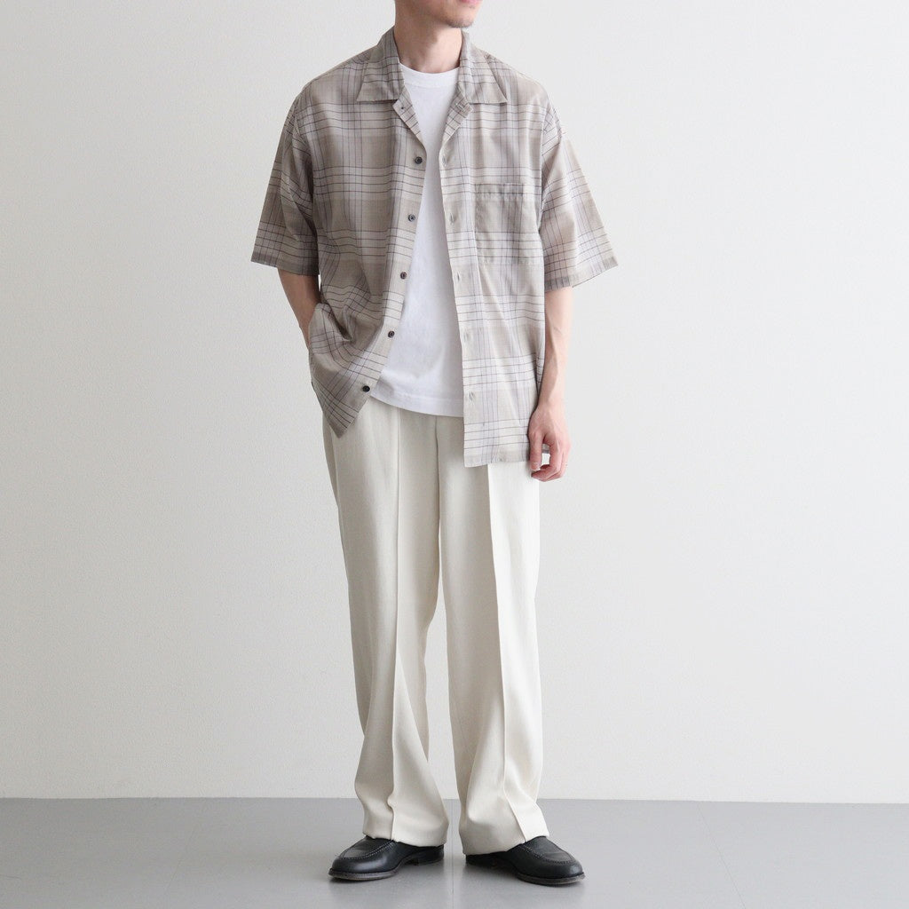 OPEN COLLAR S/S SHIRT #SAGE CHECK [M26A18SH02B]