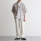 OPEN COLLAR S/S SHIRT #SAGE CHECK [M26A18SH02B]