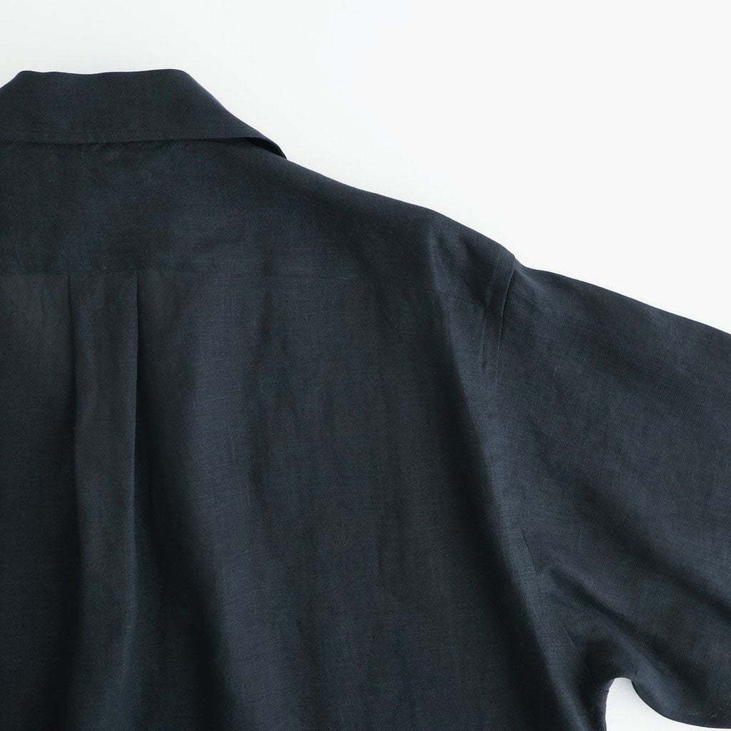 COMFORT FIT OPEN COLLAR SHIRT #BLACK [A26A22SH02C]