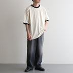 Co/Silk Nep Ringer Tee #Ivory-BODY×Black [BHS25S039]