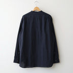 Grandad Collar Dobby Stripe Shirt #Navy [6061-1103]