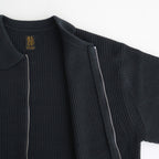 SOLID WOOL RIB POLO ZIP UP CARDIGAN #CHARCOAL BLUE [BN-25FM-044]