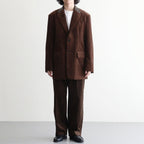 MIXED-WALE CORDUROY NOTUCK SLACKS #BROWN [26W-BIS-PT15]