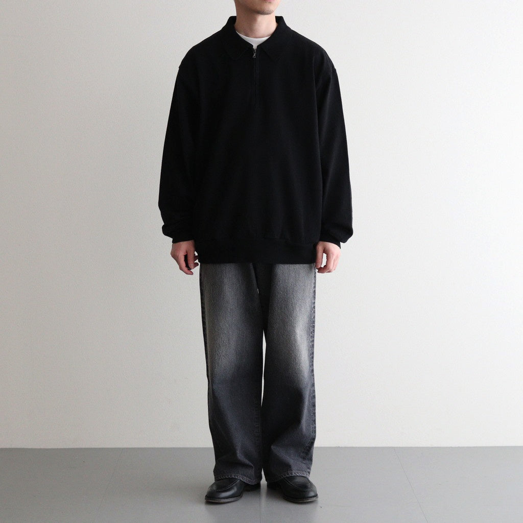 Co/Silk Nep Half-Zip Shirt #Black [BHS25S037]