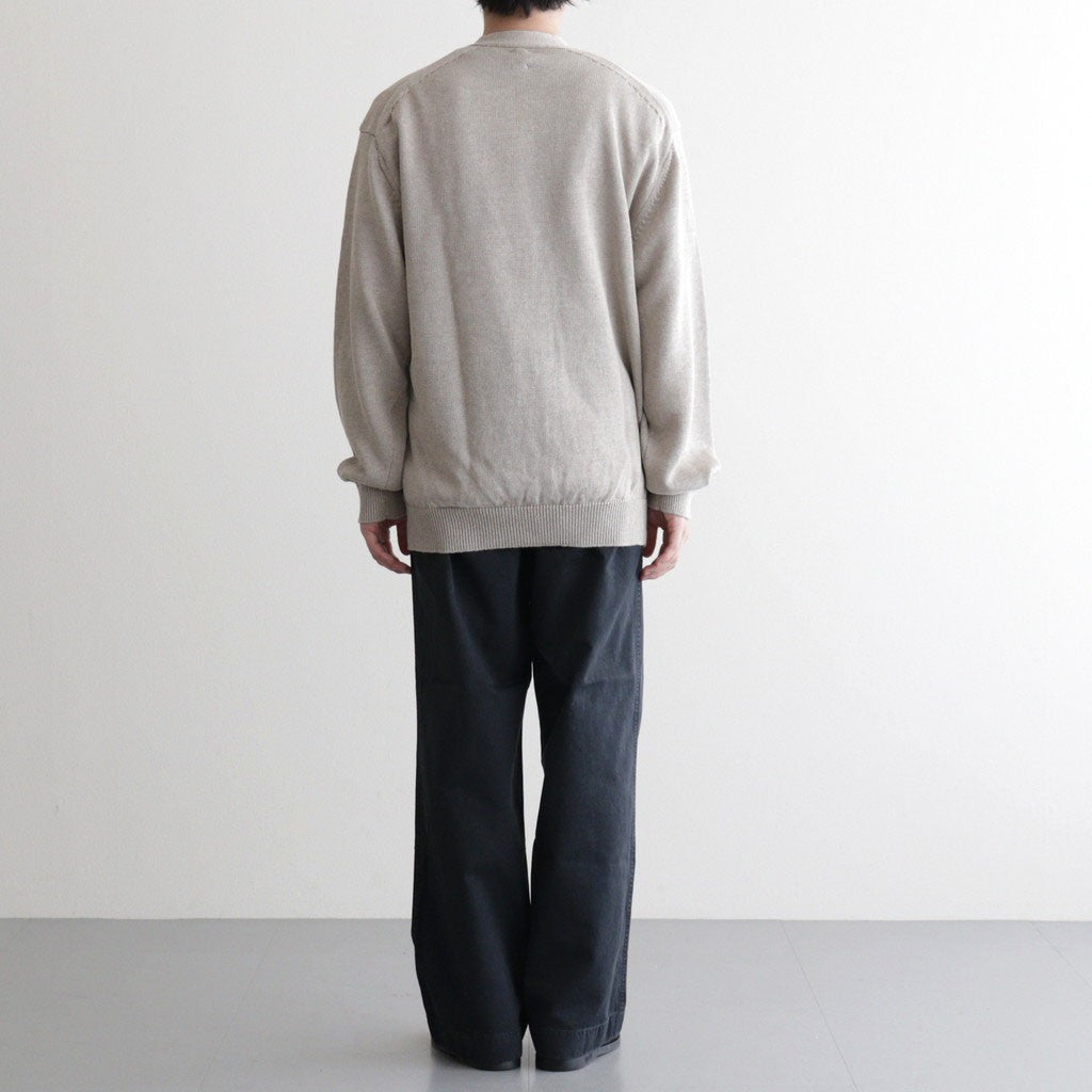 WASHED HIGH COUNT LINEN V NECK CARDIGAN #NATURAL [BN-26SM-021]