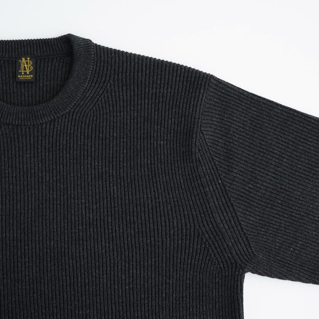 SOLID WOOL RIB CREW NECK #CHARCOAL [BN-26FM-051]