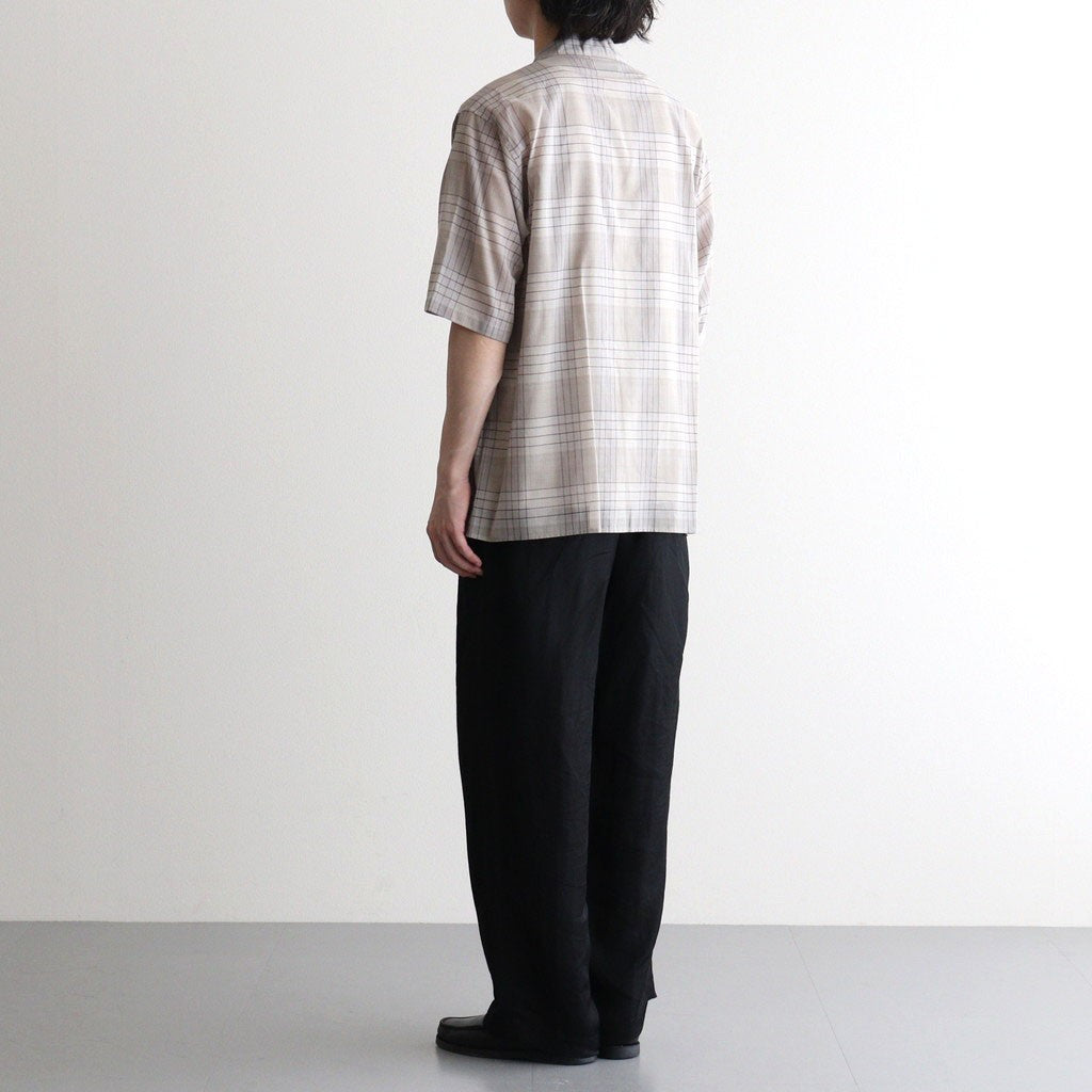 OPEN COLLAR S/S SHIRT #SAGE CHECK [M26A18SH02B]