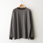 BORDER LONG SLEEVE TOP #STONE BROWNxGREEN [PMAW-CL08]