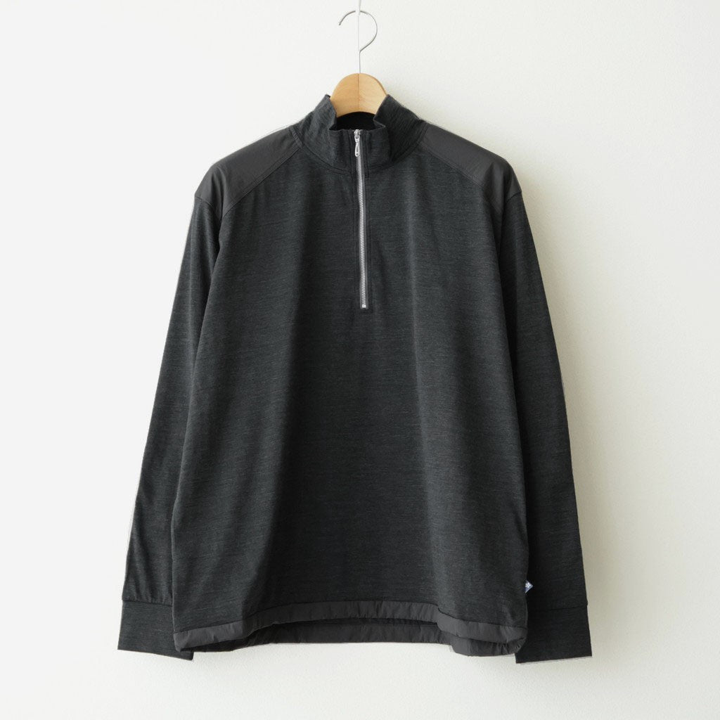 Light Merino Wool Half Zip Sweater #Charcoal Grey [6061-1202]
