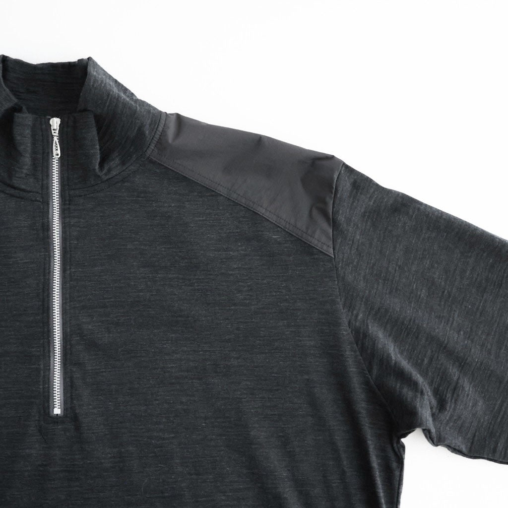 Light Merino Wool Half Zip Sweater #Charcoal Grey [6061-1202]