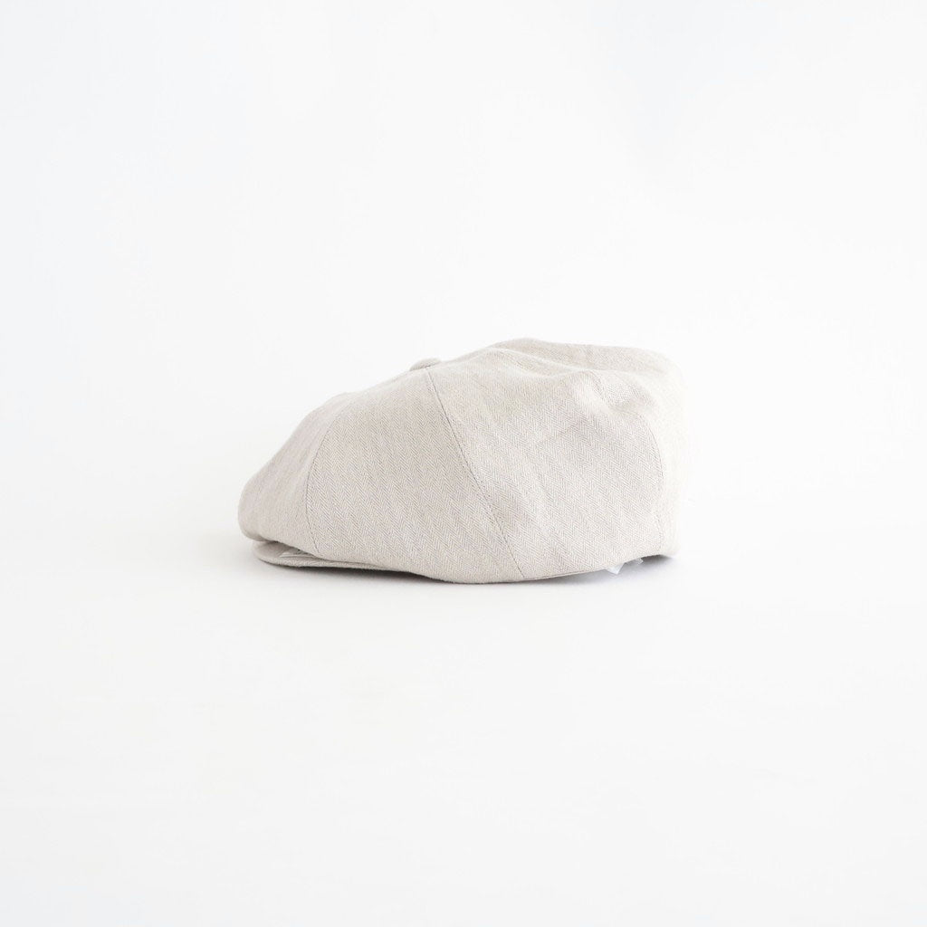 LINEN HERRINGBONE PEAKED CAP #OATMEAL [261OJ-HT02]